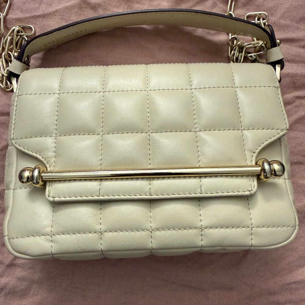 Strathberry East/West Mini Quilt Bag - Light Oat